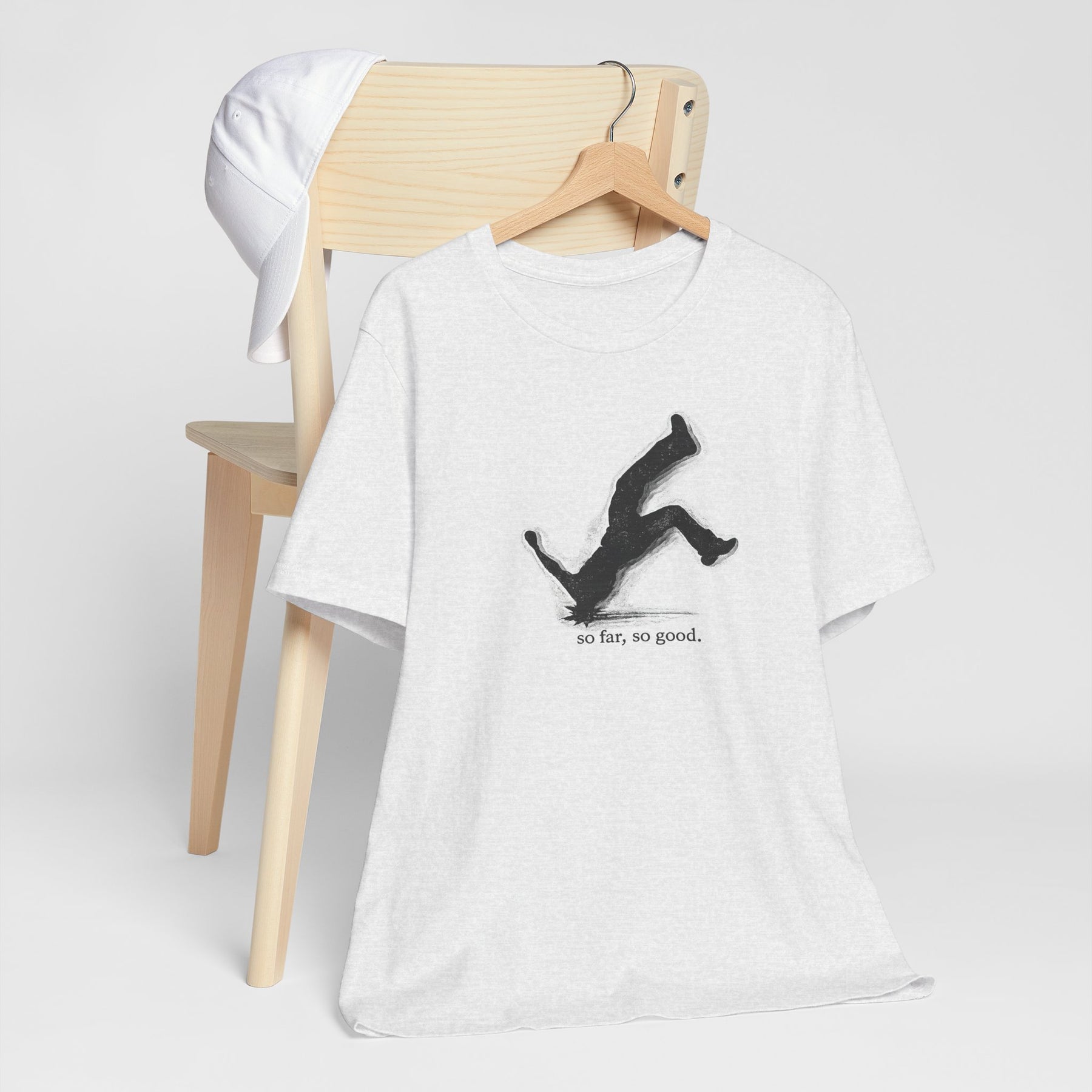 falling silhouette shirt | 'so far, so good.' graphic tee