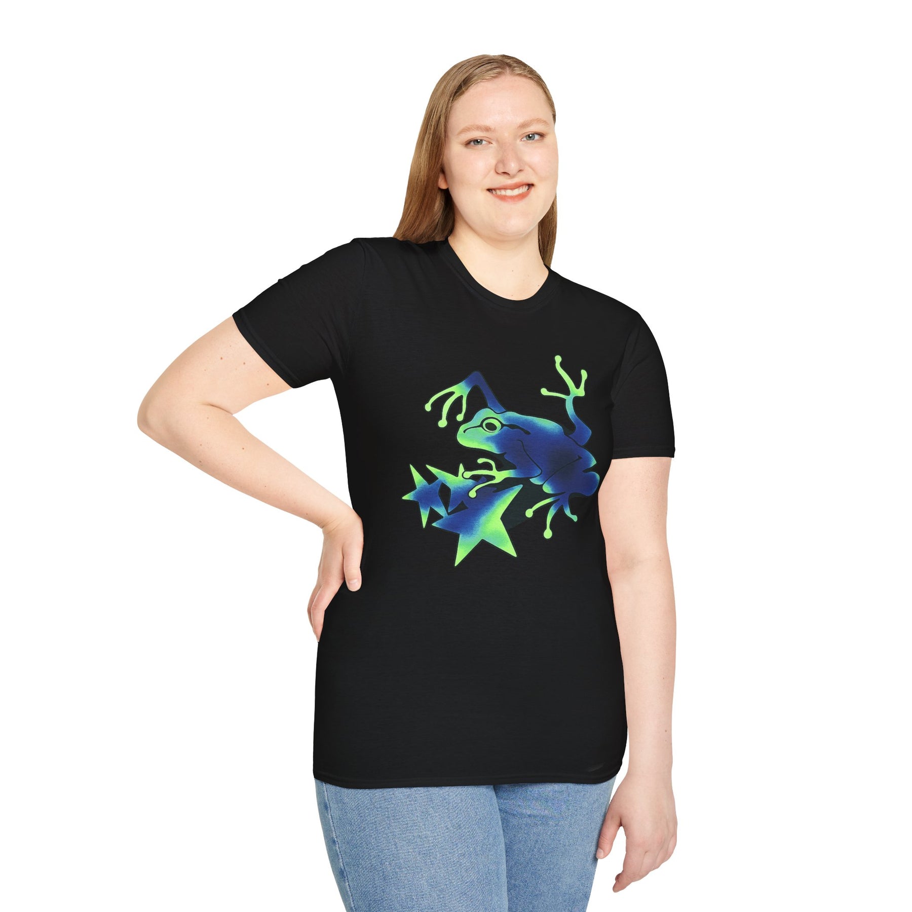 Neon Blue Tree Frog T-Shirt | Glow Jungle Amphibian Design