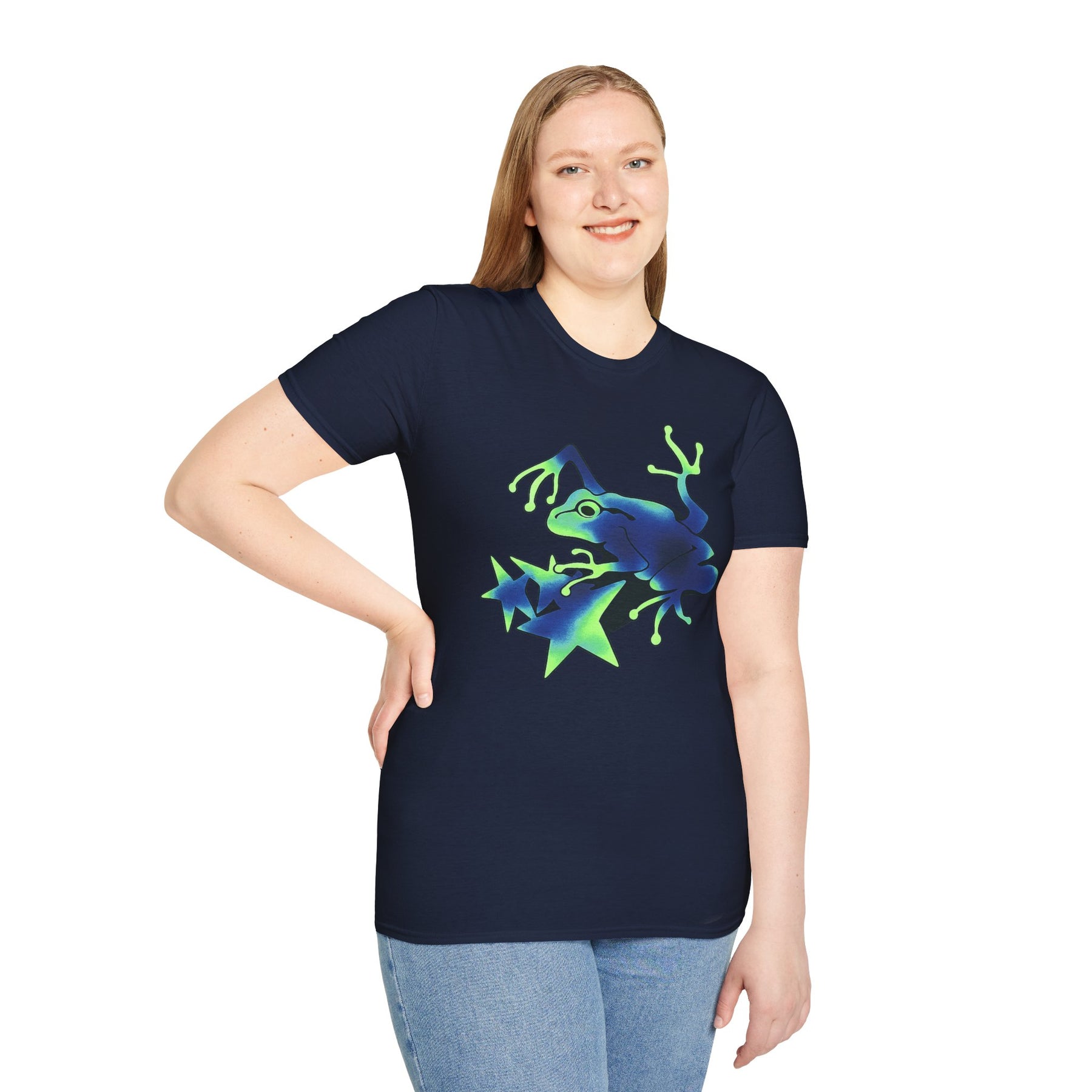 Neon Blue Tree Frog T-Shirt | Glow Jungle Amphibian Design