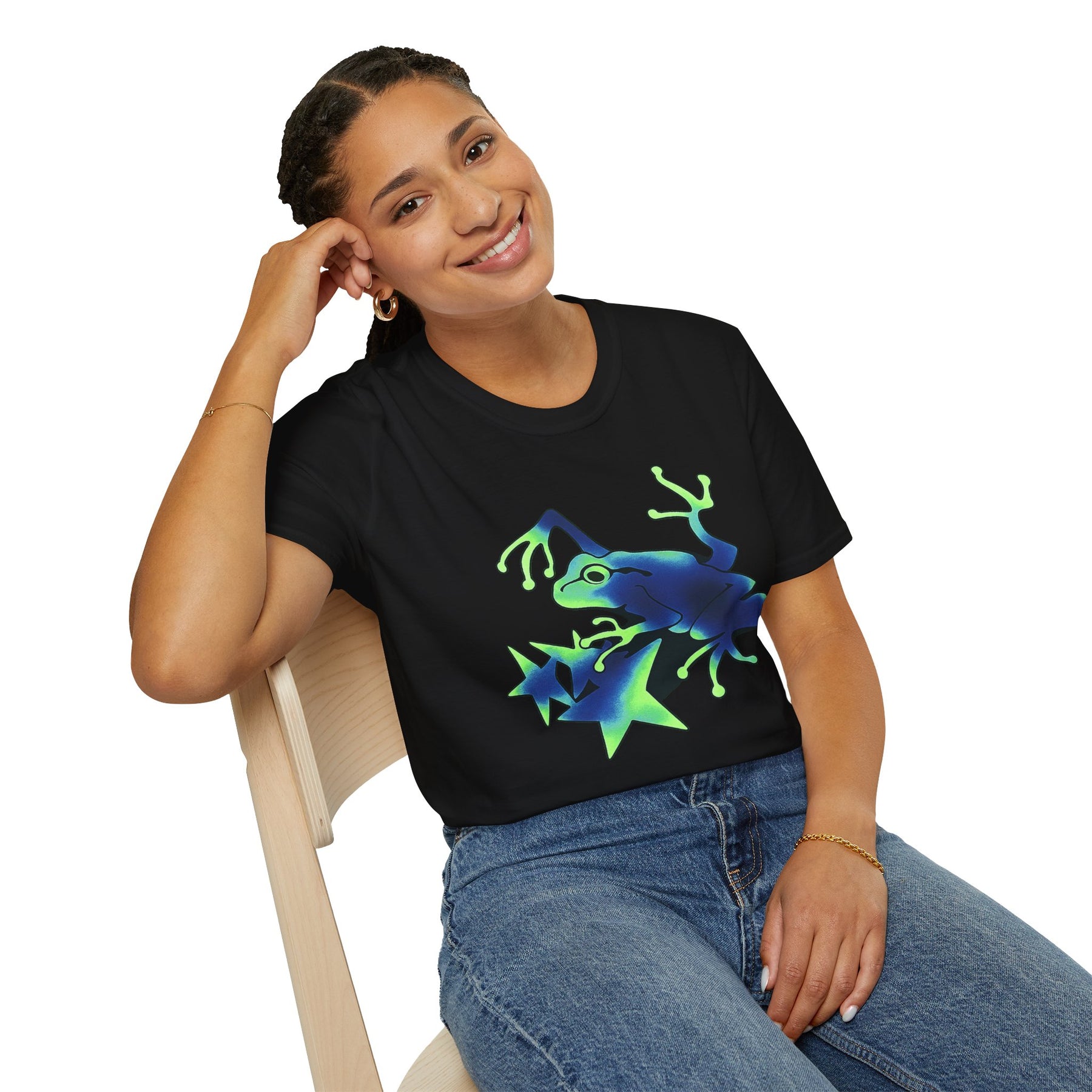 Neon Blue Tree Frog T-Shirt | Glow Jungle Amphibian Design